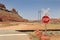 Stop sign at crossing railroad