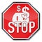 Stop sign, dollars, power, save electricity and energy