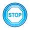 Stop sign icon floral blue round button