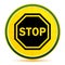 Stop sign icon lemon lime yellow round button illustration