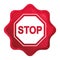 Stop sign icon misty rose red starburst sticker button