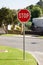 Stop sign at intersection, suburban South Africa