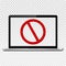 Stop sign on laptop transparent screen