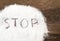 Stop sign made of granular sugar