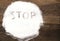 Stop sign made of granular sugar