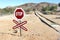Stop sign railway crossing, Aus, Namibia