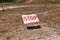 Stop sign restricting entry