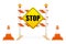 Stop sign on road block tools vector