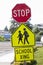 Stop Sign and School Crosswalk Sign