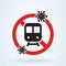 Stop sign by train or subway. Coronavirus prevention measures. Vector illustration