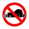 Stop Sleeping bear. Ban Grizzly Beast is sleeping. Red prohibition road sign
