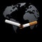 Stop smoking campaign illustration no cigarette for health broken cigarette and world map in black background