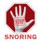 Stop snoring conceptual illustration. Open hand with the text stop snoring