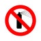 Stop Spray paint bottle. Ban paint can. Red prohibitory sign not