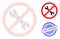 Stop Staples Distress Seal Stamp and Web Net Forbidden Repair Vector Icon