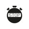 The stop stopwatch icon. Clock and watch, timer, countdown symbol. UI. Web. Logo. Sign. Flat design. App.