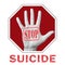 Stop suicide conceptual illustration. Open hand with the text stop suicide