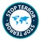 stop terror stamp on white