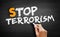Stop Terrorism text on blackboard