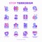 Stop terrorism thin line icons set: terrorist, civil disorder, national army, hostage, bombs, cyber attacks, suicide, bomber,