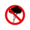 Stop Thunderstorm . Red prohibitory road sign. Ban Cloud and lightning. Vector illustration