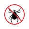 Stop the tick. A crossed-out warning sign about ticks. A sign of attention to the tick tick. The icon of the