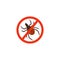 Stop ticks red sign, flat vector illustration isolated on white background.