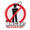 Stop to angry zone signage. icon of man crossed his arms with angry face. - illustration