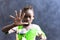 Stop to Racism and Discrimination! African Girl Showing Hand in Stop Symbol with Fingers