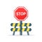 Stop traffic road barrier icon in flat style. Roadwork vector illustration on isolated background. Safety barricade sign business