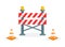 Stop traffic road barrier icon in flat style. Roadwork vector illustration on isolated background. Safety barricade sign business