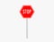 Stop traffic sign with metal pillar. Isolated on white. Clipping path. 3D Rendering.