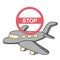 Stop travel. COVID-19. Coronavirus prevention. Plane with stop symbol