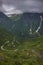 The stop at Utsikten allows travelers to view the scenery of Gaularfjellet where the road twists and turns through nine hairpin