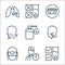Stop virus line icons. linear set. quality vector line set such as test tube, doctor, face protection, sore throat, sanitizer,
