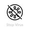 Stop Virus Protection measures icon. Editable line vector.