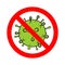 Stop virus vector prohibition sign. No bacteria epidemic. Global biohazard caution