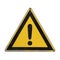 Stop. Warning danger. Yellow triangle.