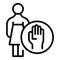 Stop woman discrimination icon outline vector. Woman violence