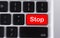 Stop word on button of computer keyboard