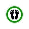 STOP! Yes bare foot. Welcome. VECTO. The icon with a green contour on a white background. For any use. Warns. Flat image.