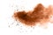 Stopping the movement of brown powder. Explosive brown powder on white background