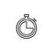 Stopwatch with 15 minutes delivery time line icon