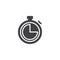 Stopwatch with 15 minutes delivery time vector icon