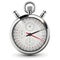 Stopwatch 3D icon, realistic classic silver stop watch
