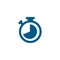 Stopwatch Blue Icon On White Background. Blue Flat Style Vector Illustration