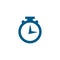 Stopwatch Blue Icon On White Background. Blue Flat Style Vector Illustration