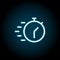 Stopwatch blue neon icon. Simple thin line, outline vector of time icons for ui and ux, website or mobile application