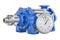 Stopwatch with centrifugal pump, 3D rendering