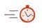 Stopwatch counting time. Stop watch with button icon. Timer with arrows. Alarm clock ringing. Countdown concept. Colored